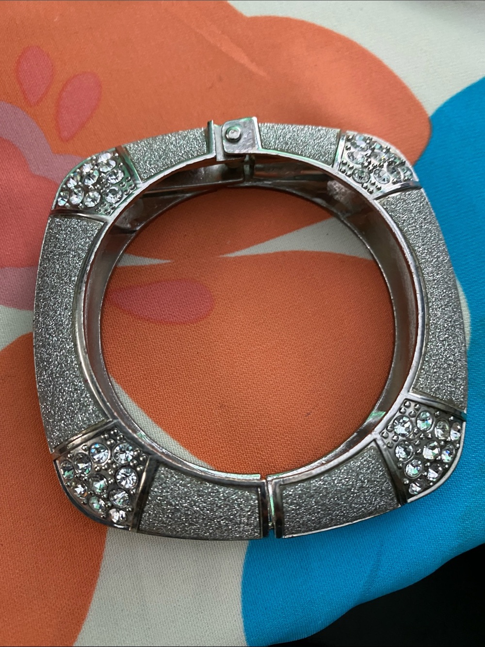 Silver Crystal Accent Women's Bangle Bracelet